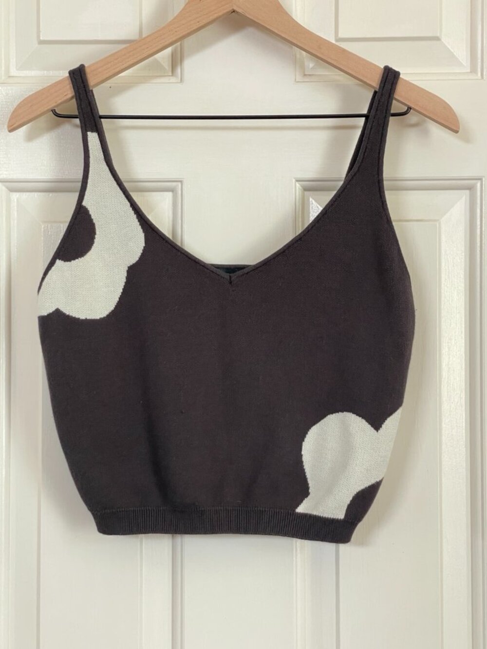 Carmico Deep Space Floral Knit Crop Tank Top 2XL